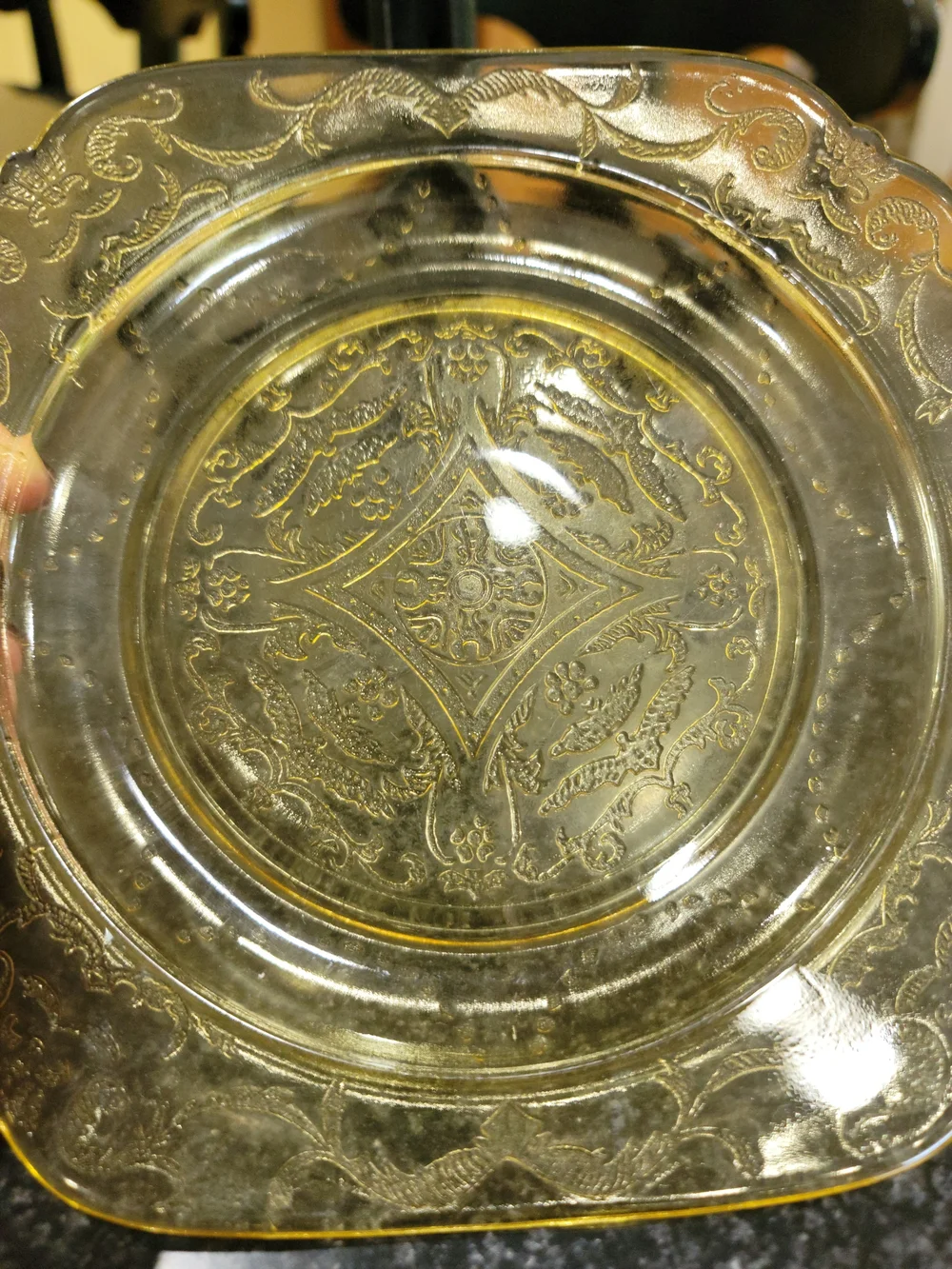 Vintage Federal Glass Madrid Pale Amber Salad Plate